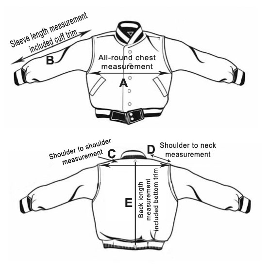 Jacket, coat, vest and shirt measuring guide