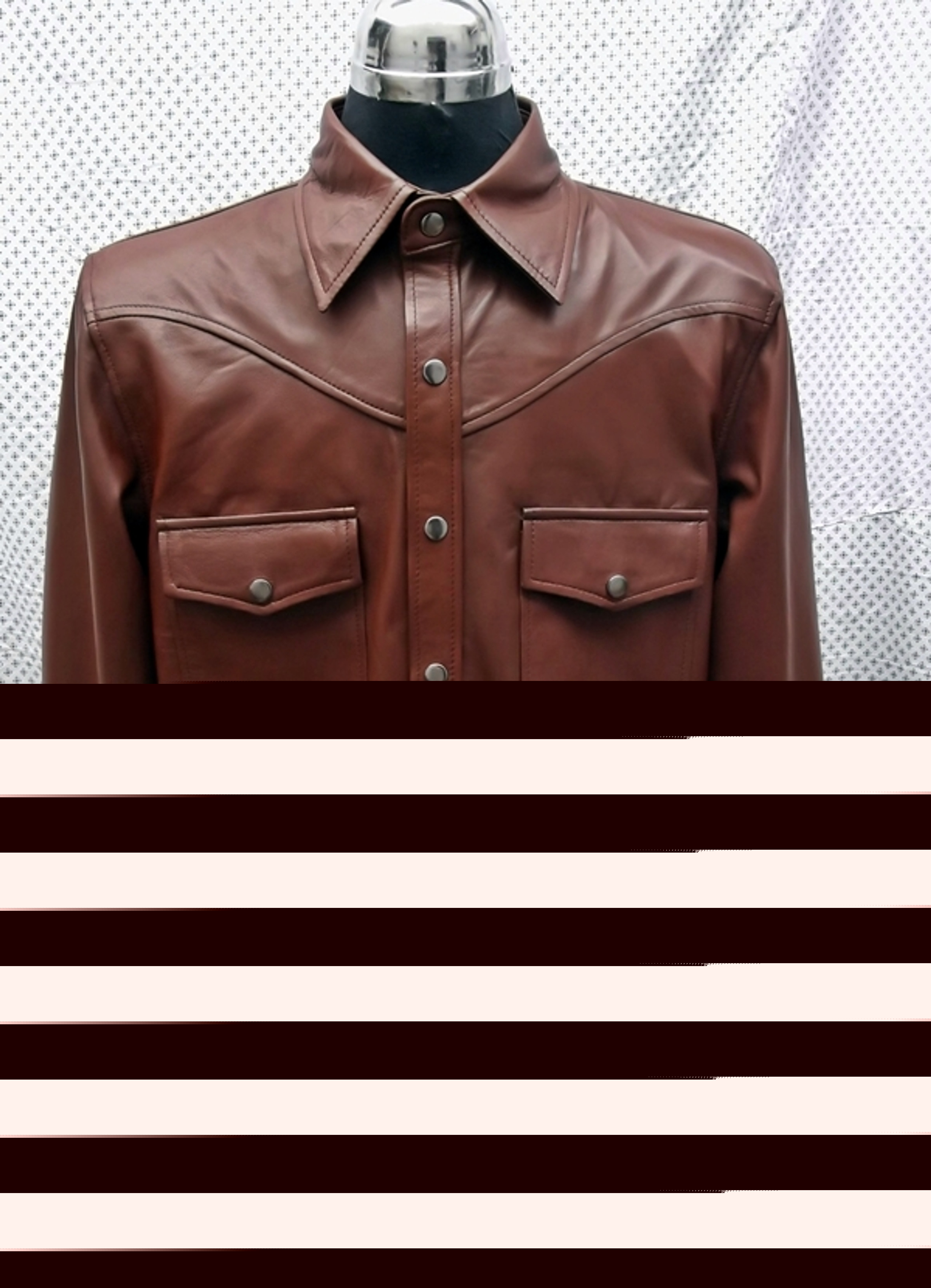 Leather Shirt Style LS016 Custom Made, all sizes + 9 Leather Colors
