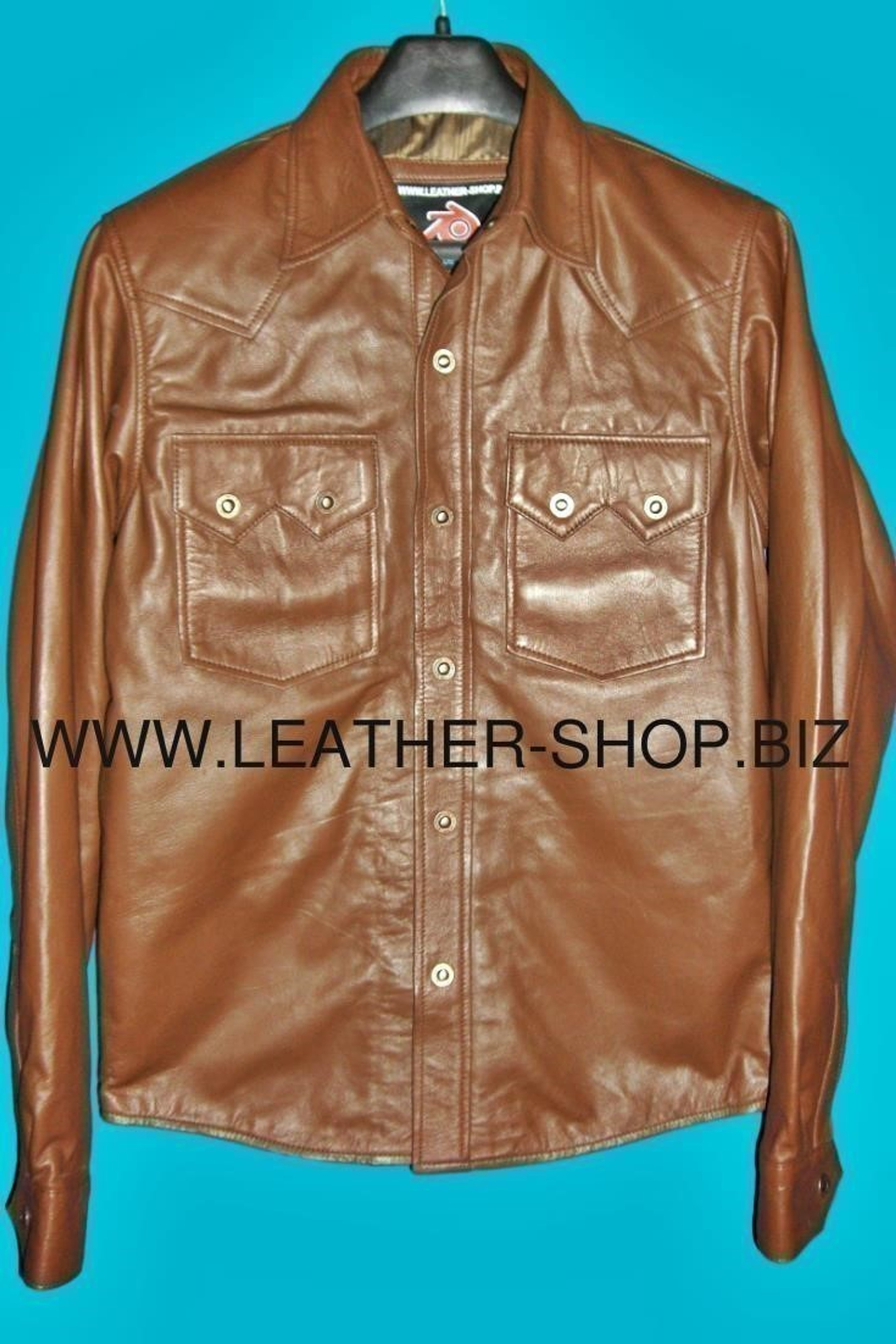 Leather Shirt Custom Made Style LS040 all sizes, 9 colors