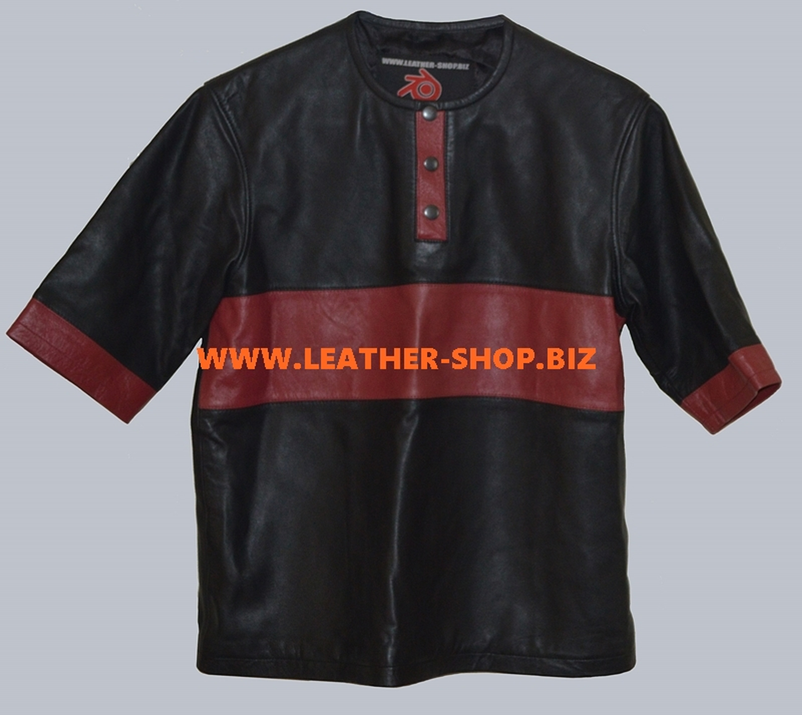 Leather T-Shirt Custom Made Style LTS001 All Sleeve Lengths Available