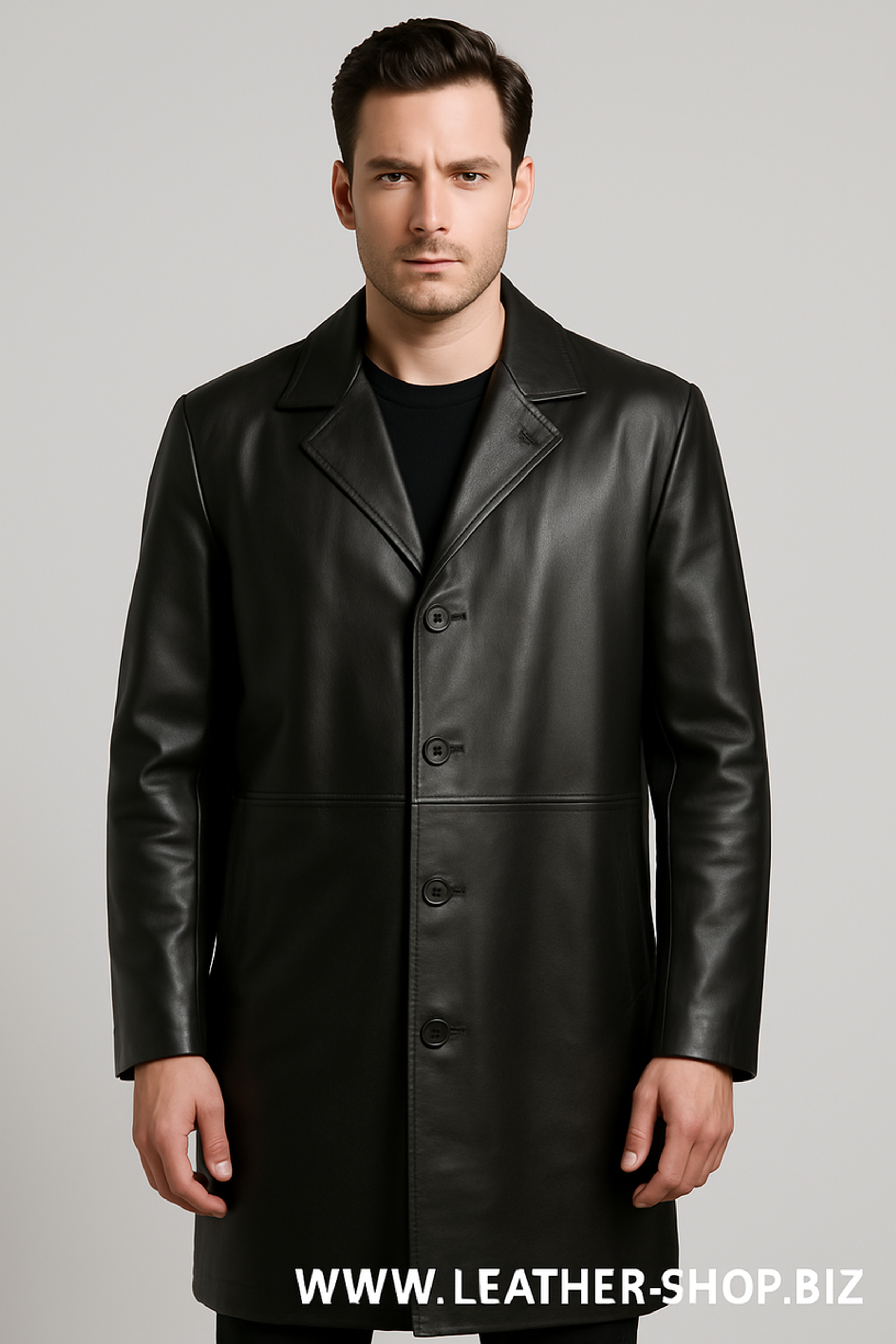 Leather Long Coat style MLC542 Custom-Made Available In 9 Colors