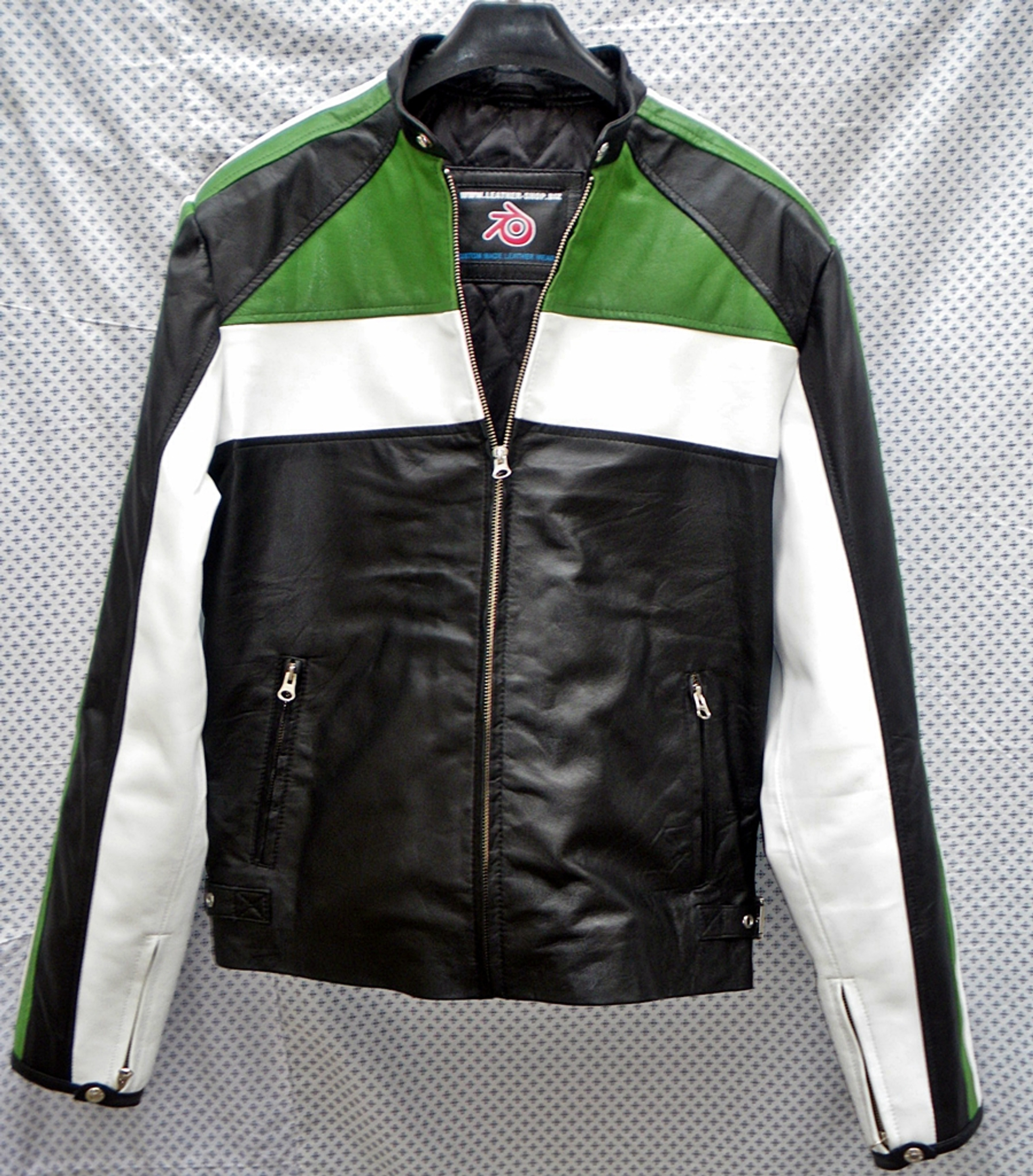Leather Jacket Racer style MLJ222 custom-made all sizes + colors