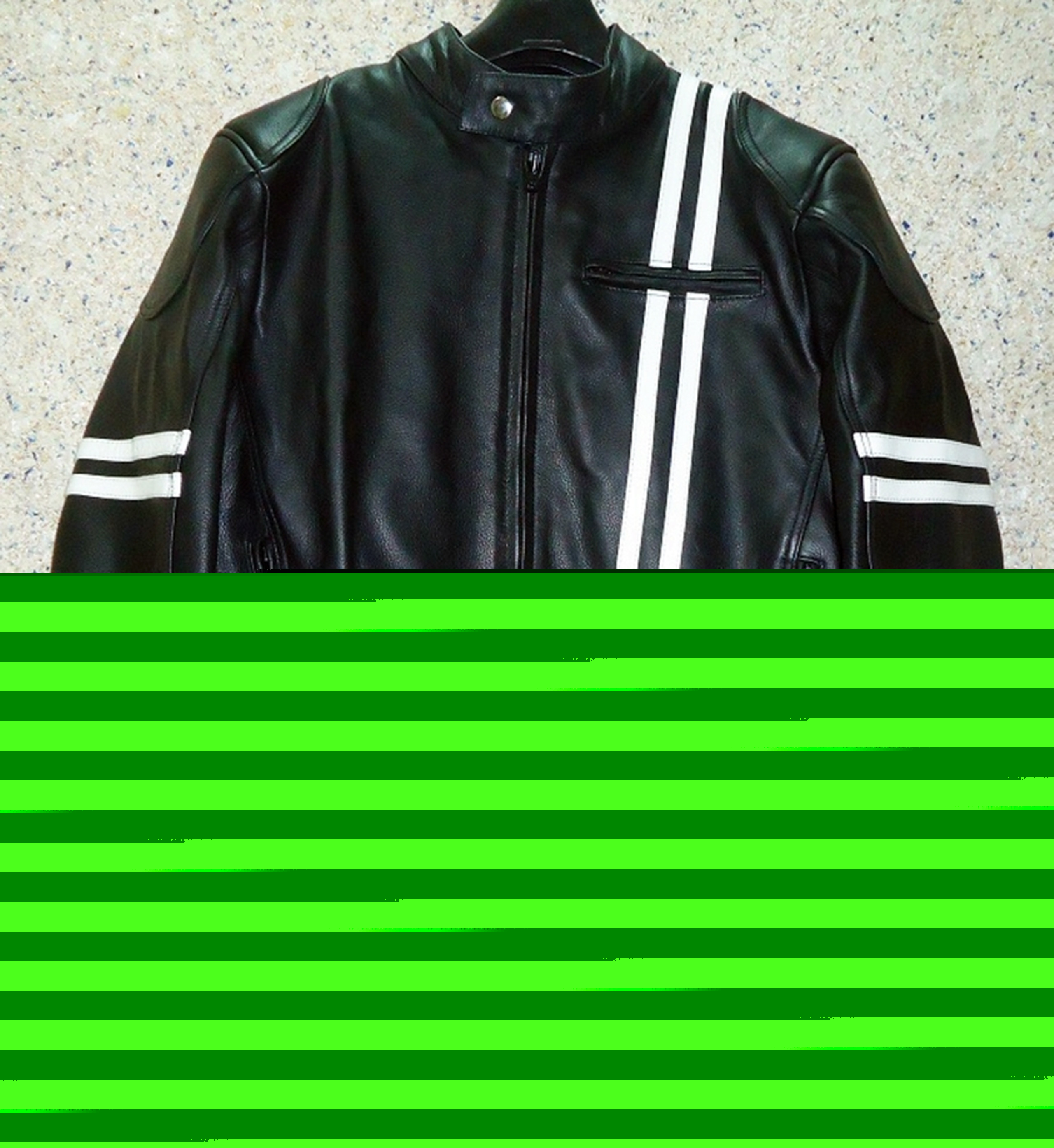 Leather Jacket Racer Style with Stripes MLJ235 Custom-Made In 9 Colors