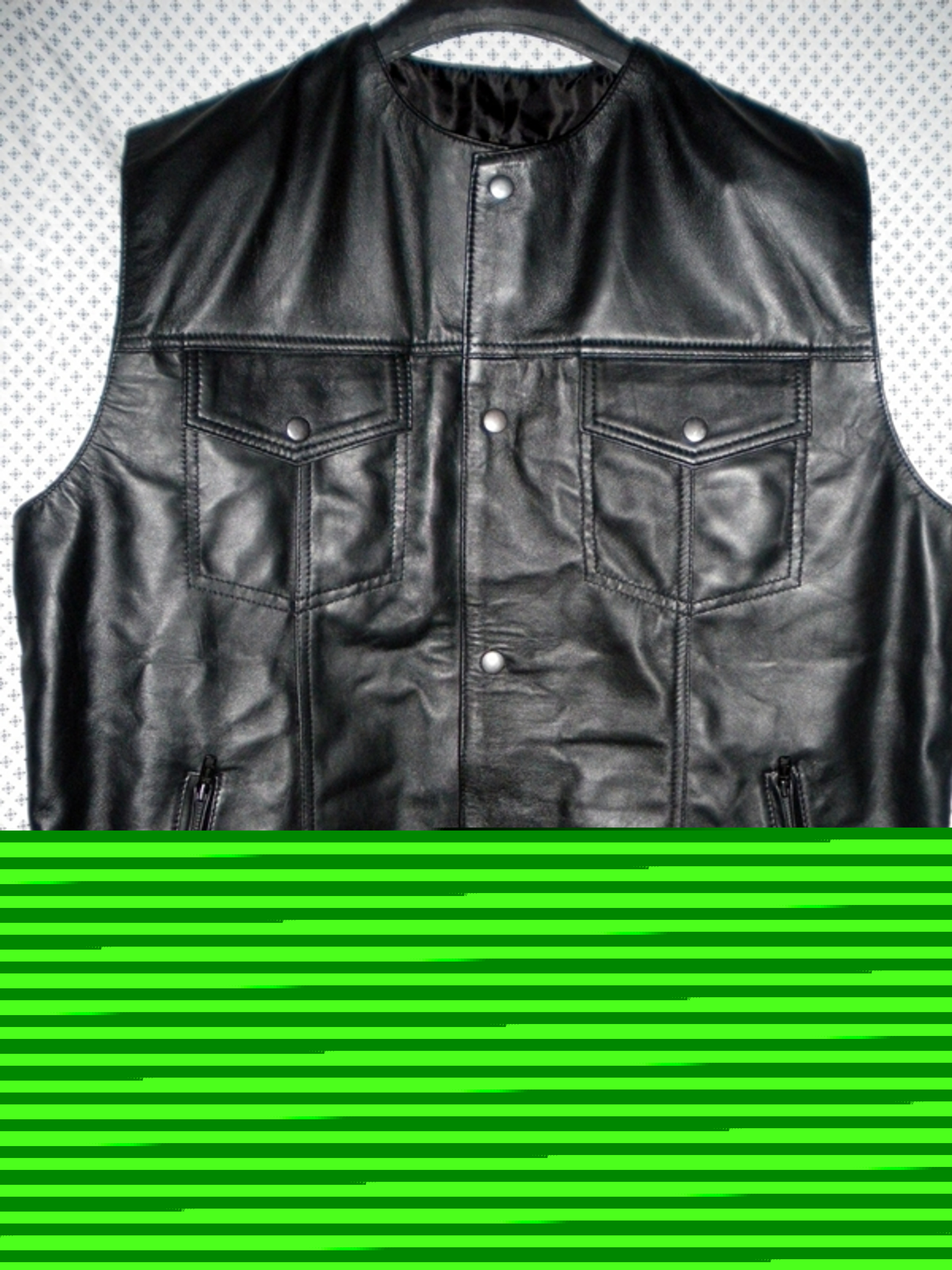 Leather Vest Jean Jacket Style MLV1333 No Collar custom-made