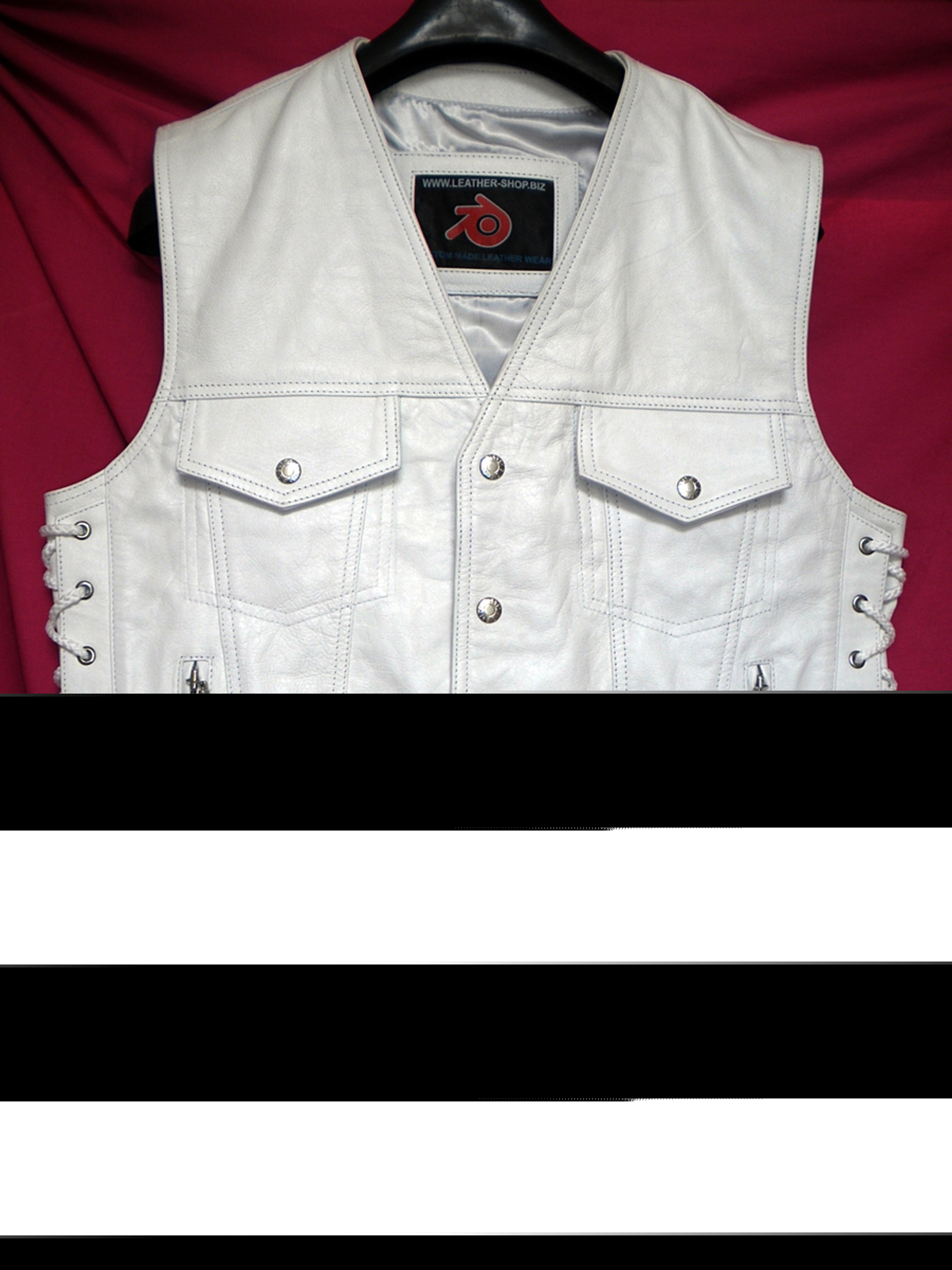 Leather Vest MC Style MLV1335 no seams on back , custom-made
