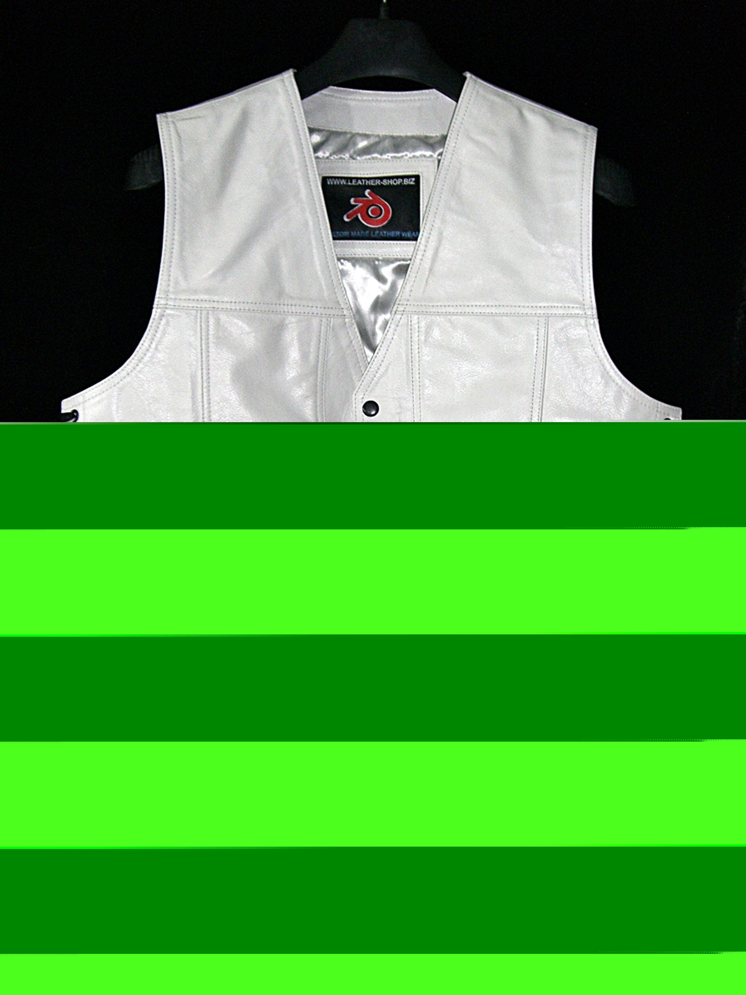 Mens Leather Vest Style MLV1341 hidden front zipper + no seams on back