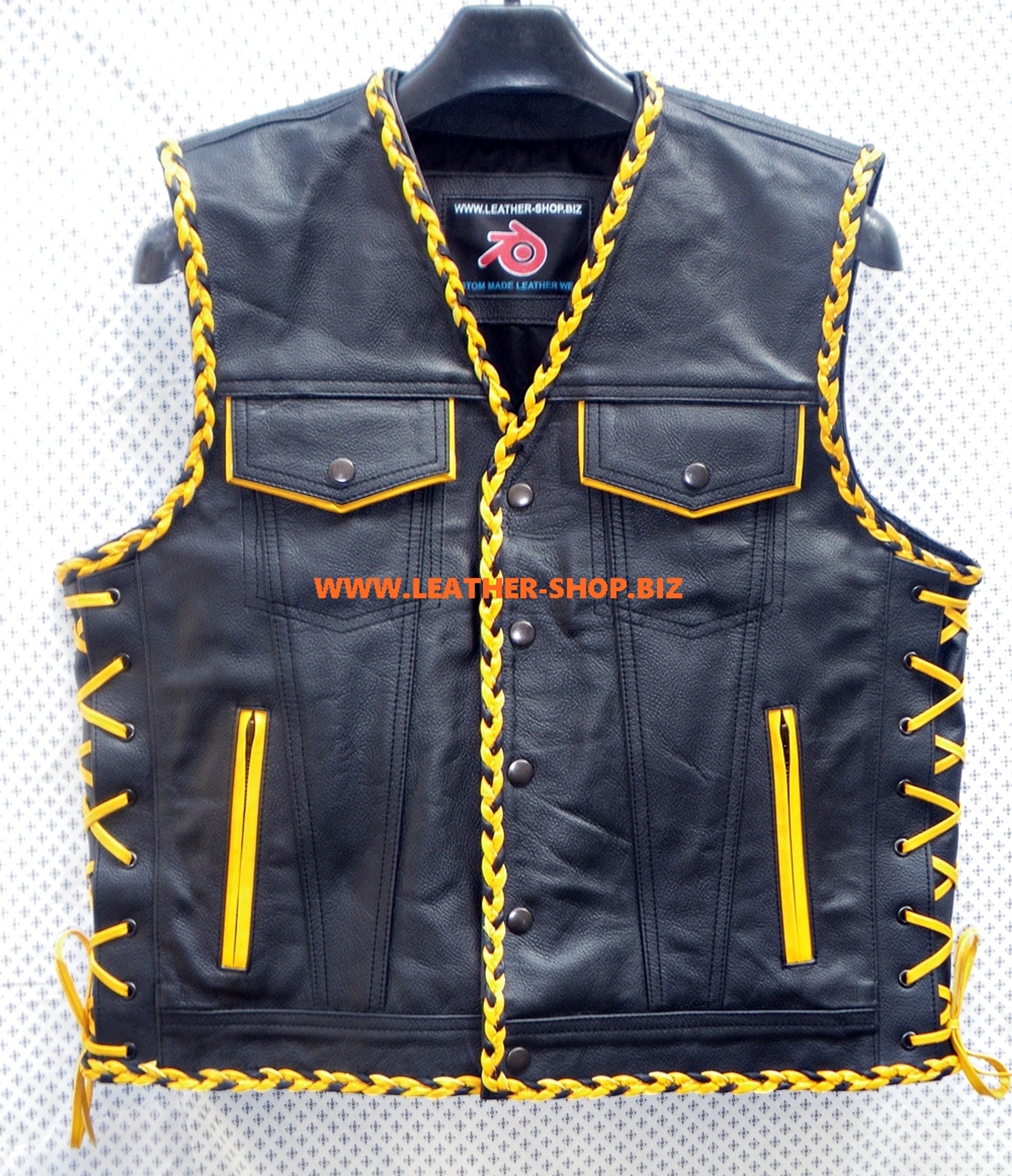 Mens Leather Vest Braided Style MLVB1300 Two Color Braids