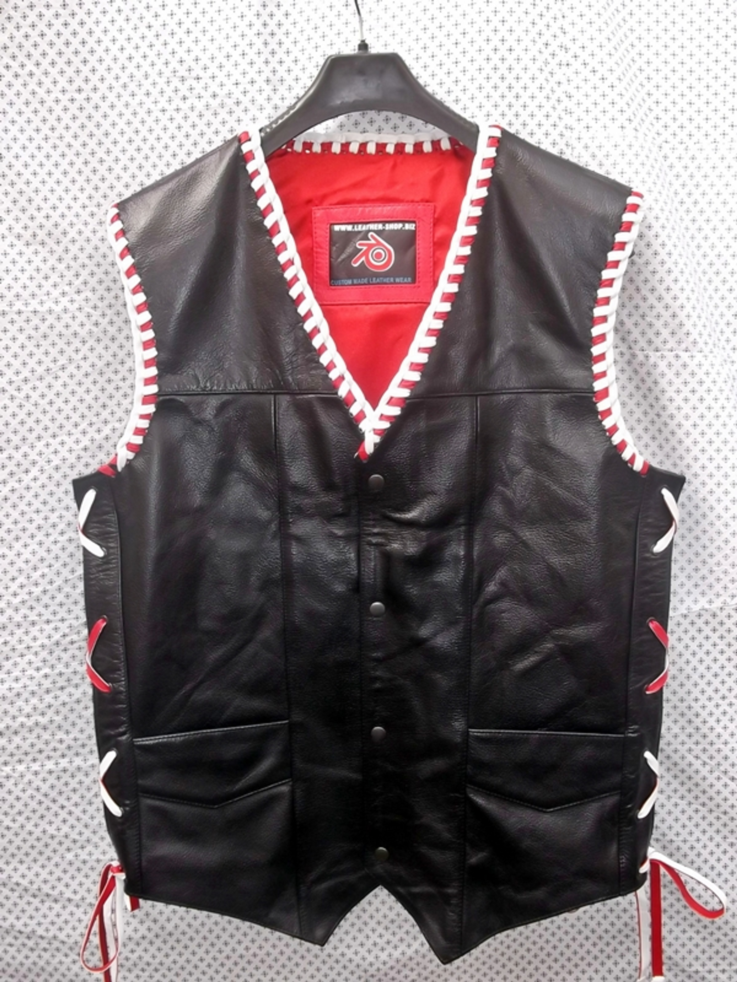 Mens Leather Vest Braided MC Style MLVB730 Two Color braids