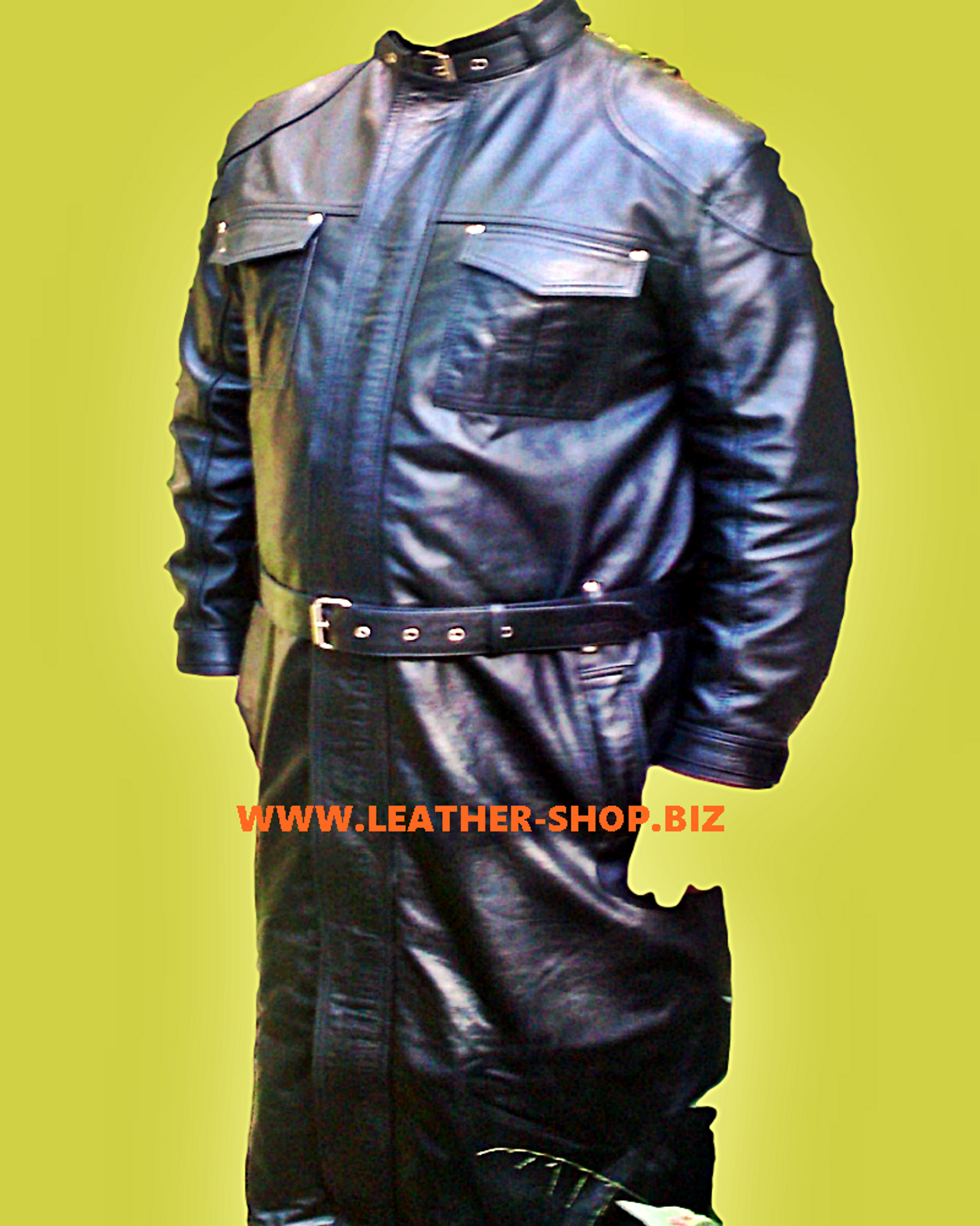 Leather Trench Coat Style MTC501 Custom Made Available In 9 Colors