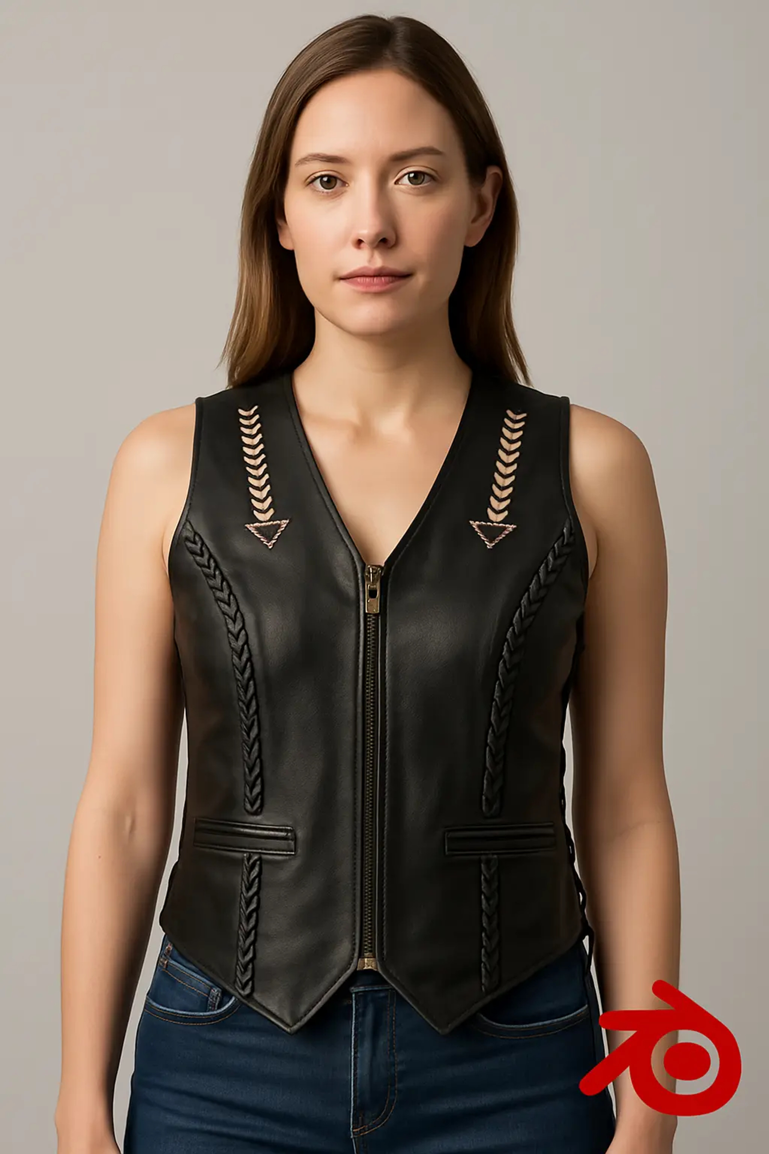 Premium Biker Ladies Leather Vest | Custom-Made Style WLV1208 | Side Lace Options