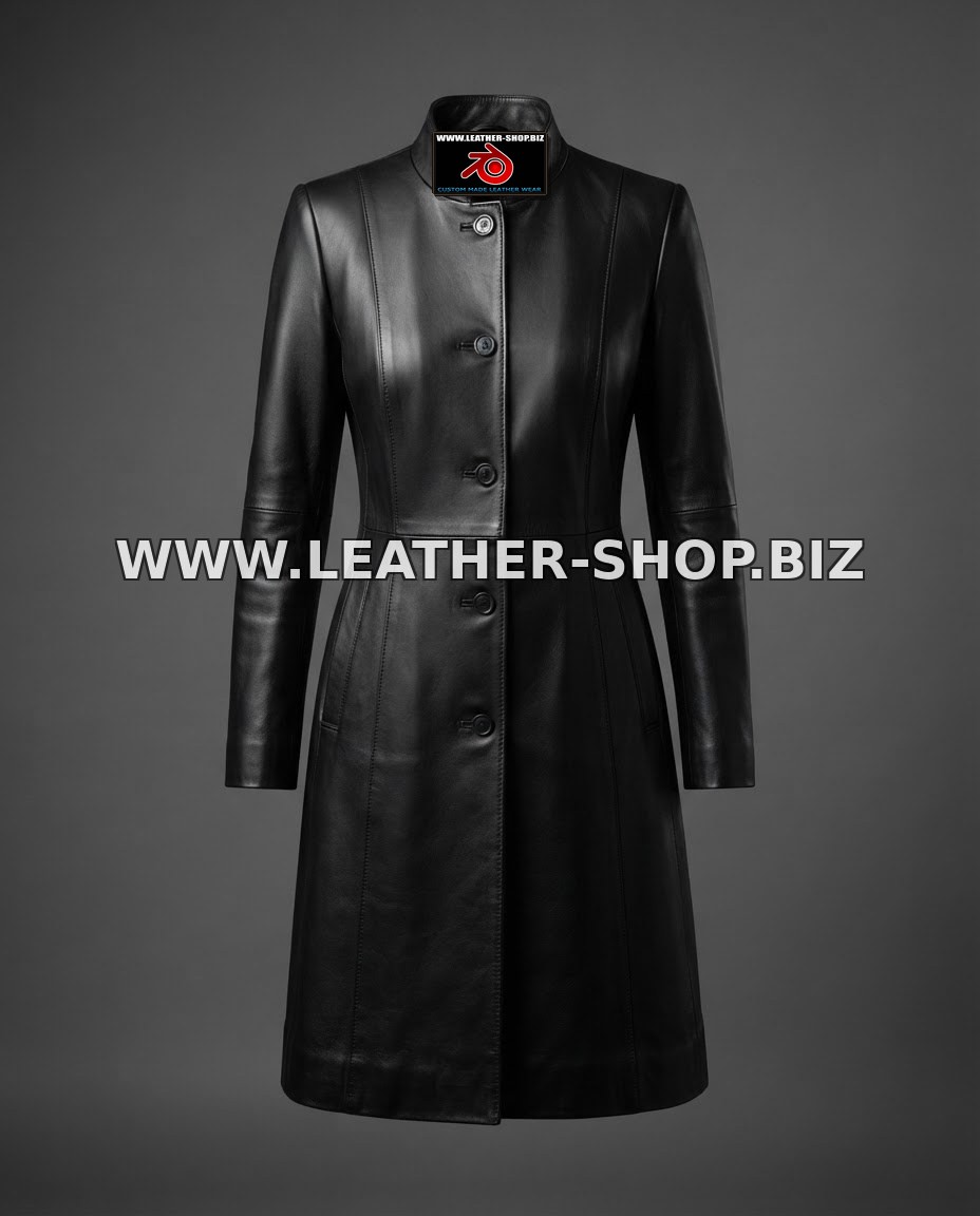 Ladies Leather Car Coat LLC1809 Three-Quarter Custom-Made