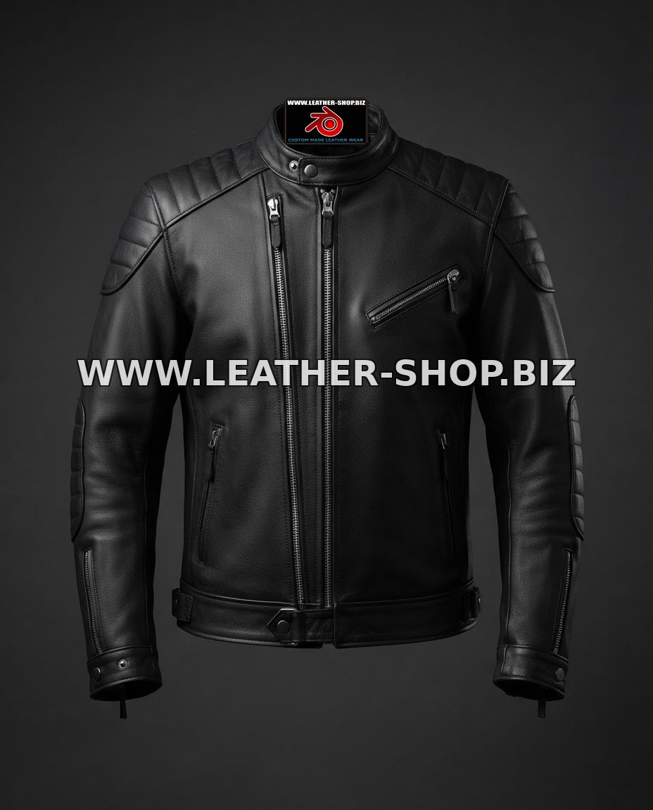 Leather Jacket Cafe Racer Style MLJ250 Custom-Made In 9 Colors